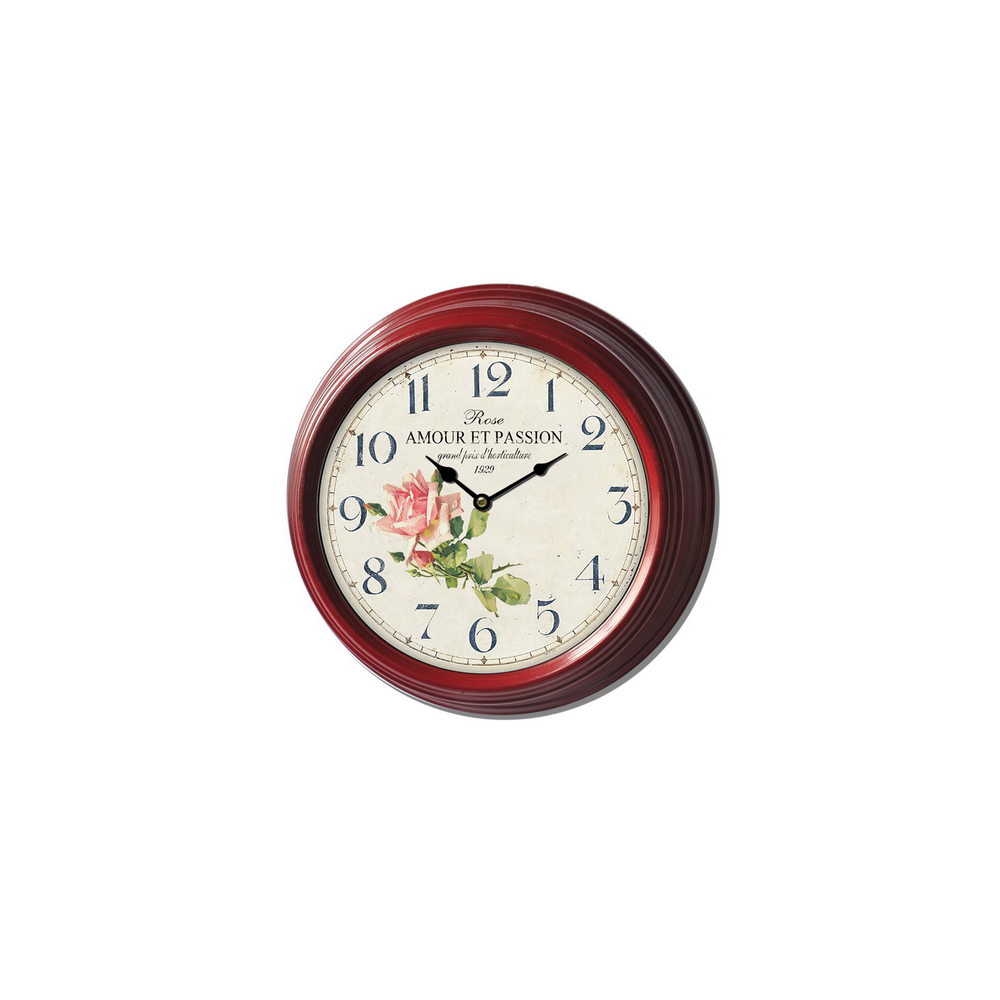 ° Horloge murale décorative cuisine salon vintage métal bordeaux Ø.22 cm Chemin de campagne - Imagen 1