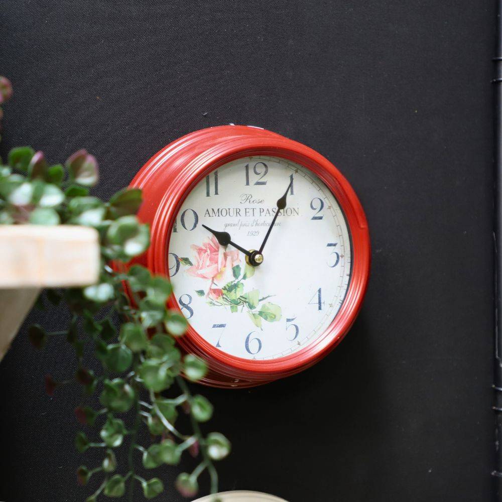 ° Horloge murale décorative cuisine salon vintage métal bordeaux Ø.22 cm Chemin de campagne - Imagen 3