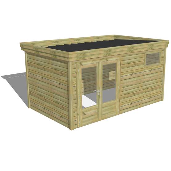 Sans Marque - Abri de jardin bois 11 m² en pin traité autoclave 27 mm avec toit bac acier et double porte – Abri Français - Imagen 2