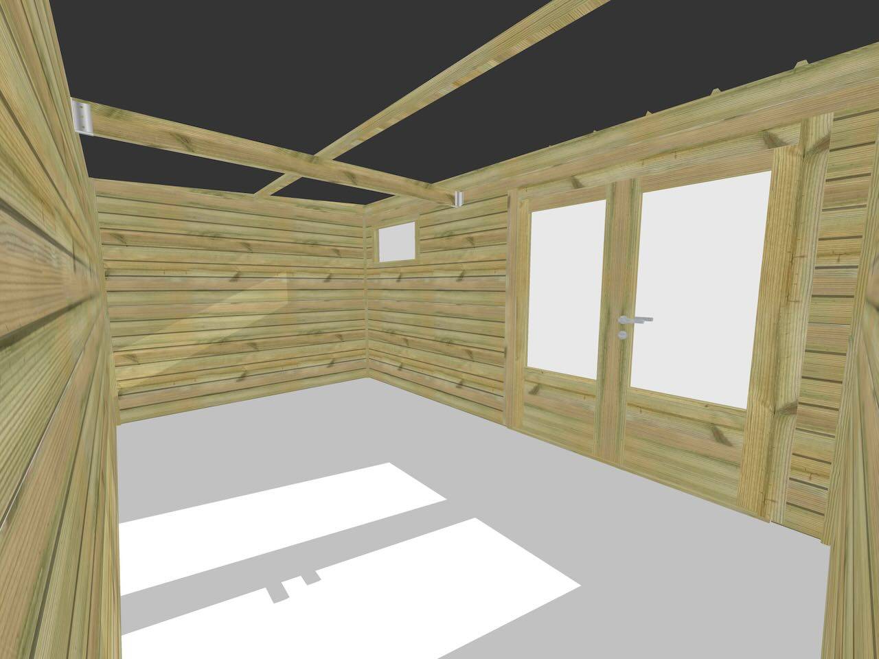 Sans Marque - Abri de jardin bois 11 m² en pin traité autoclave 27 mm avec toit bac acier et double porte – Abri Français - Imagen 5