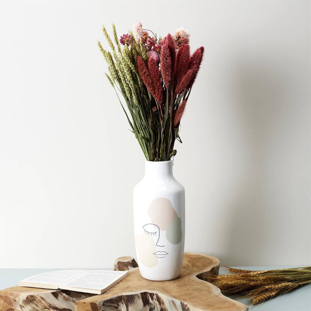The Home Deco Factory - Vase Déco en Céramique "Poésie" 29cm Blanc - Image 3