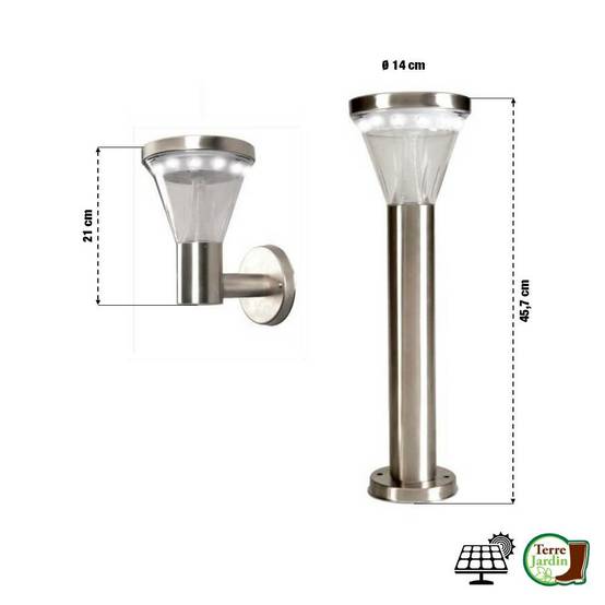 Lampe solaire jardin 13 LED 14x45,7 cm – Fixation murale ou au sol, éclairage puissant 40 lumens - TERRE JARDIN - Image 2