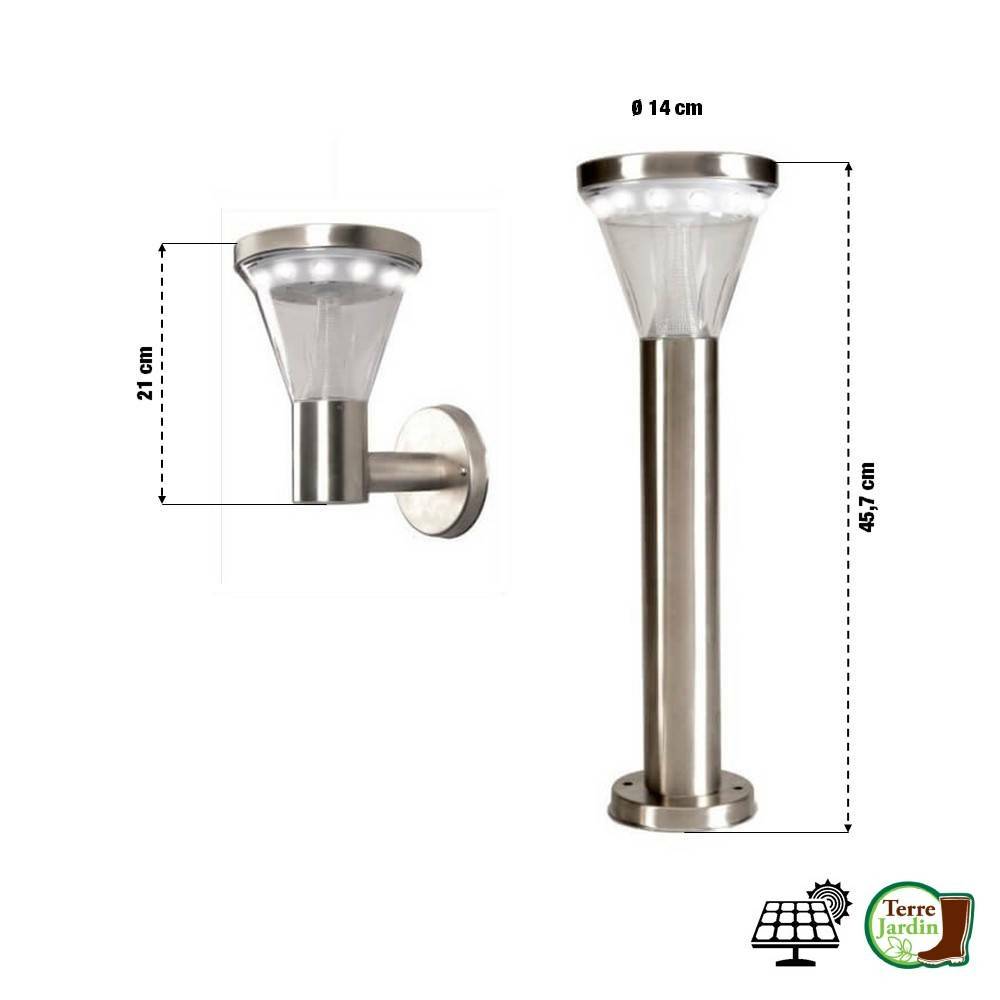 Lampe solaire jardin 13 LED 14x45,7 cm – Fixation murale ou au sol, éclairage puissant 40 lumens - TERRE JARDIN - Image 2