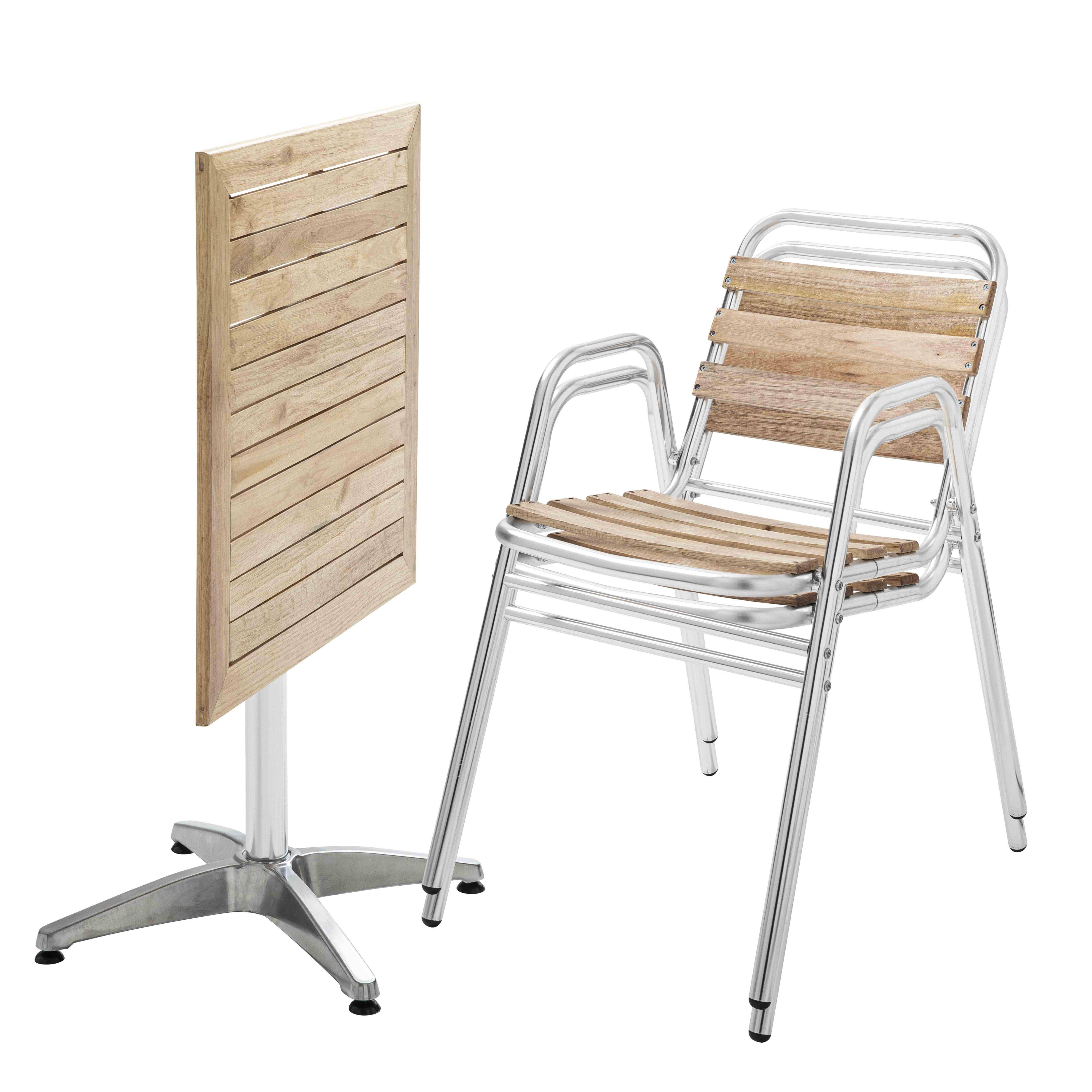 Oviala - Table de jardin pliante et 2 chaises en aluminium et bois Times square - Oviala - Imagen 1