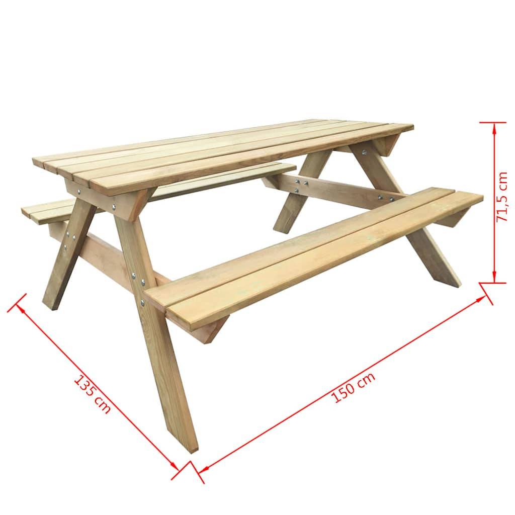 Table de pique-nique Bois de pin imprégné 150 x 135 x 71,5 cm - PANGIVO - Image 4