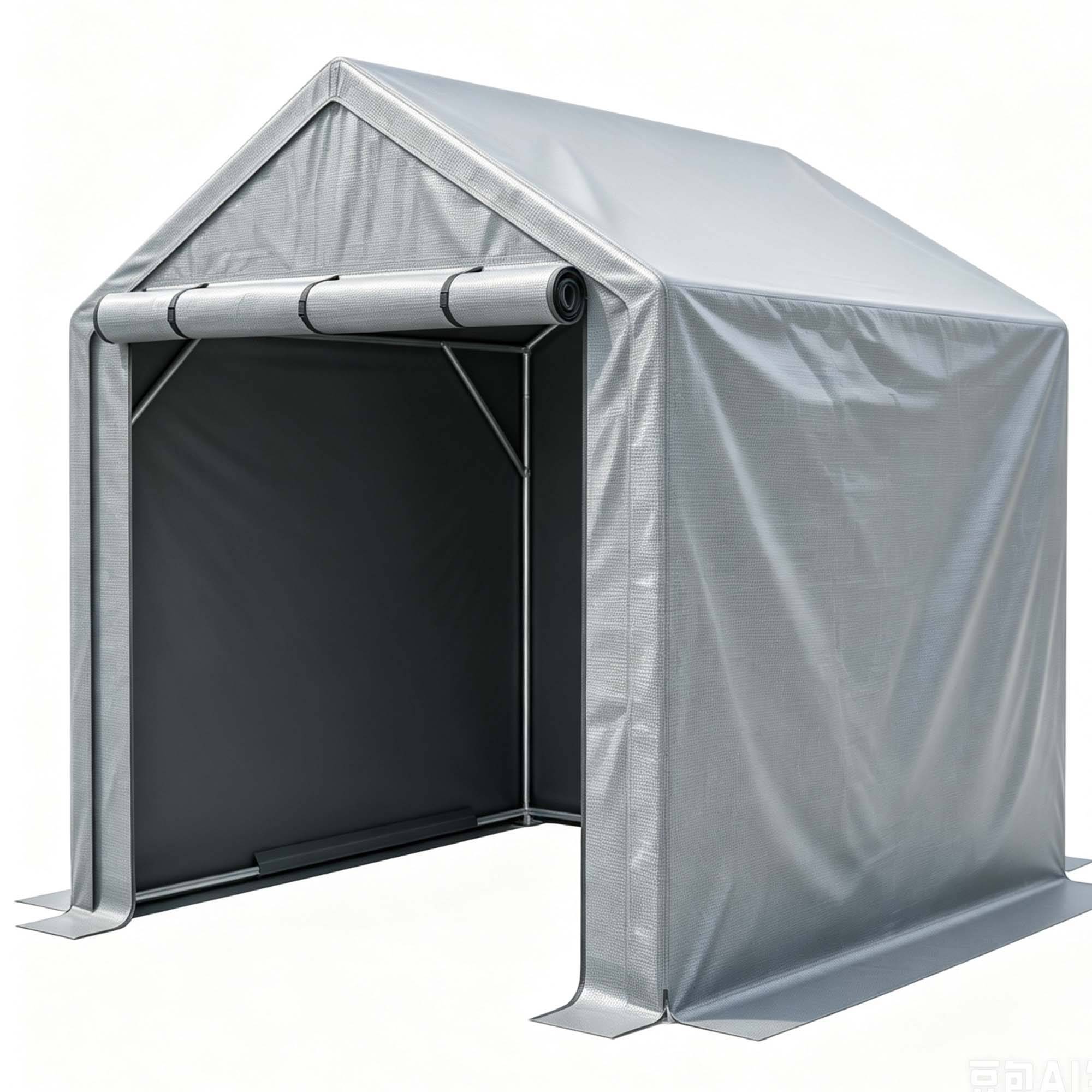 Carport garage vélos 190×170×200 cm, bâche étanche anti-UV, structure acier galvanisé gris - Image 6