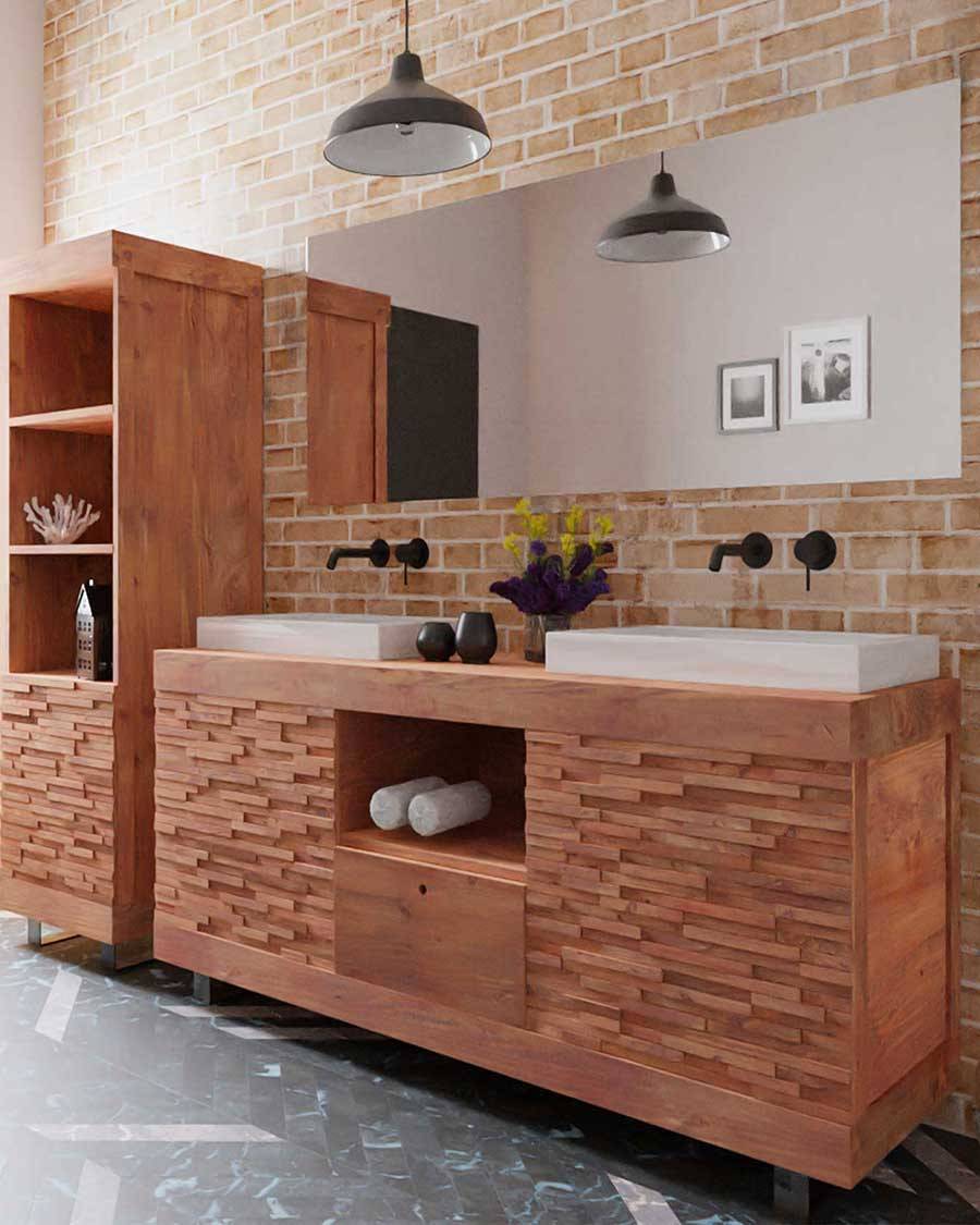 Néo - Meuble en teck parqueté 160 cm - UNIQKA - Imagen 6