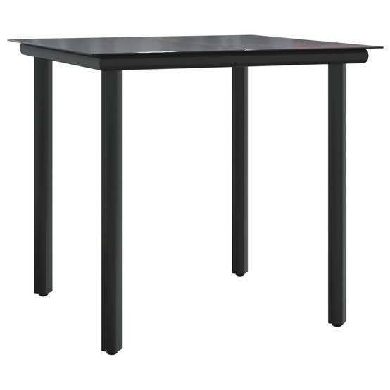 Salon de Jardin 4 Personnes Résine Tressée Table Carrée 80cm Verre Noir – ComfortXL Outdoor Living - Image 7