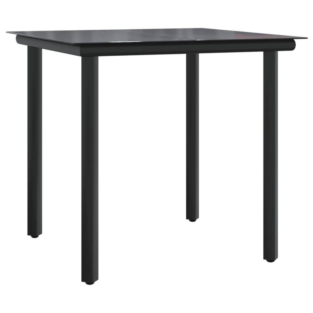 Salon de Jardin 4 Personnes Résine Tressée Table Carrée 80cm Verre Noir – ComfortXL Outdoor Living - Image 7