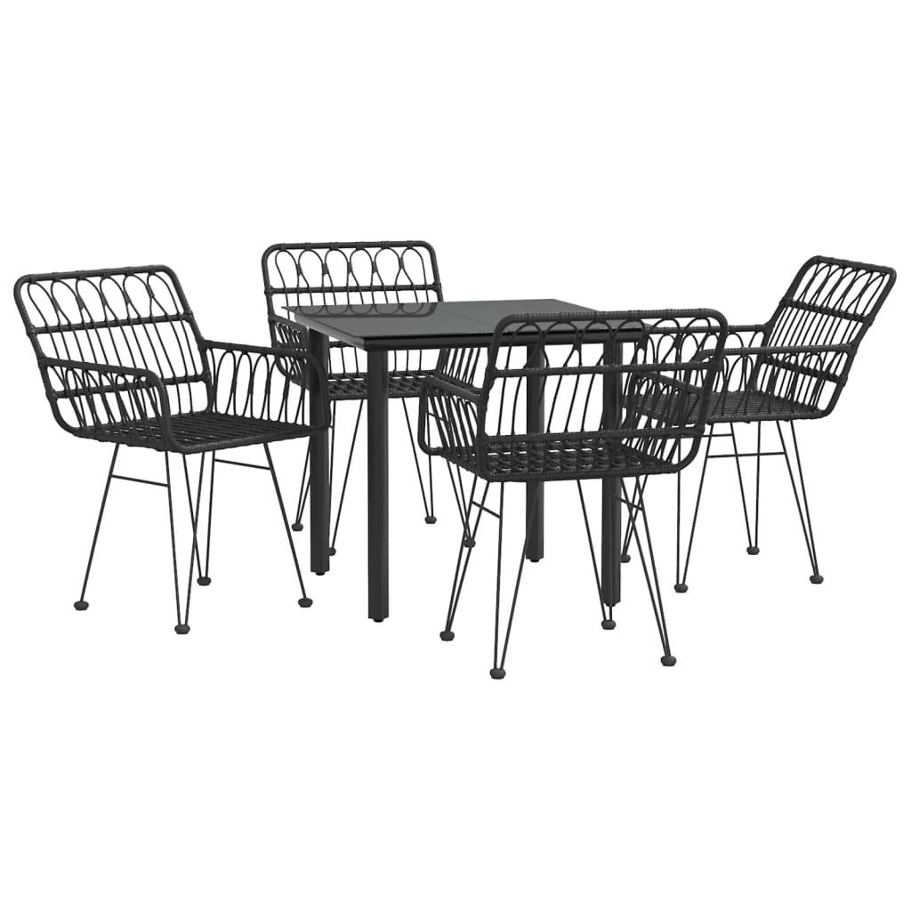 Salon de Jardin 4 Personnes Résine Tressée Table Carrée 80cm Verre Noir – ComfortXL Outdoor Living - Image 3