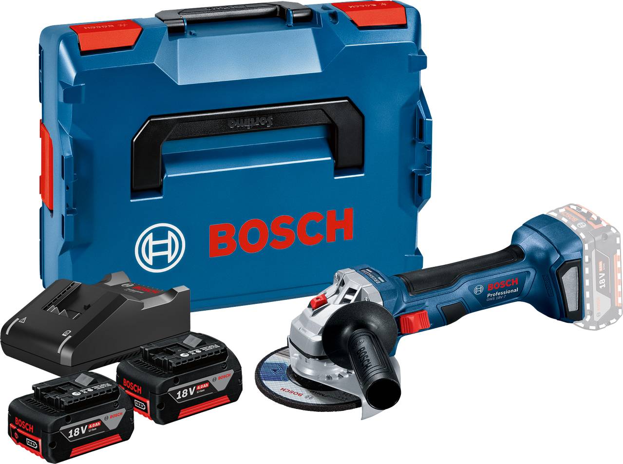 Bosch Professional - Meuleuse GWS 18 V-7 + 2 batteries 4Ah + chargeur + coffret L-BOXX - BOSCH - 06019H9005 - Imagen 1