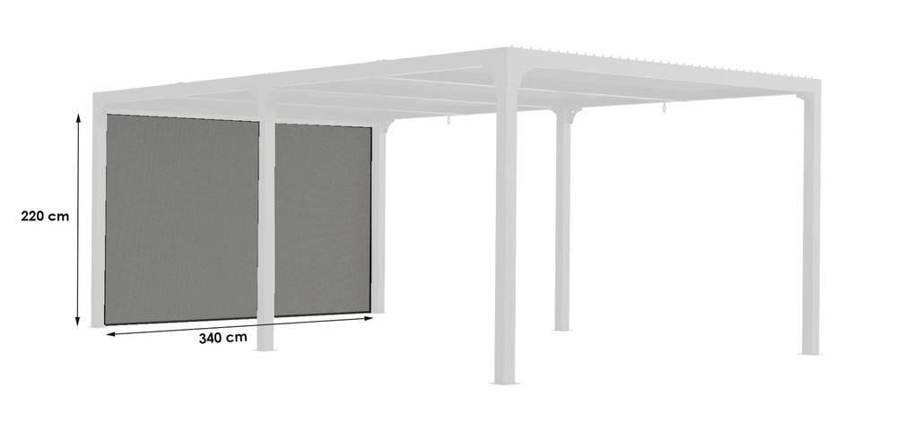 Habrita - Rideau latéral gris pour pergola bioclimatique PER 3630 BI et PER 3660 BI - 3,60 m Habrita - Image 2