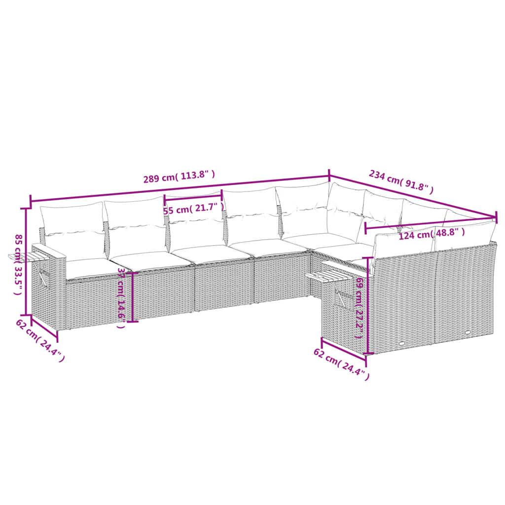 Ensemble de Jardin 9 Éléments Résine Tressée Beige avec Rangement et Coussins Crème – ComfortXL Outdoor Living - Image 3