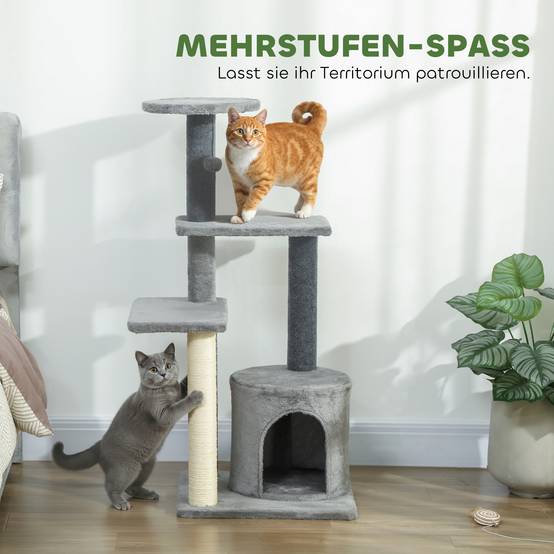 Arbre à chat sisal et peluches gris 45 x 40 x 103 cm - PANGIVO - Image 6