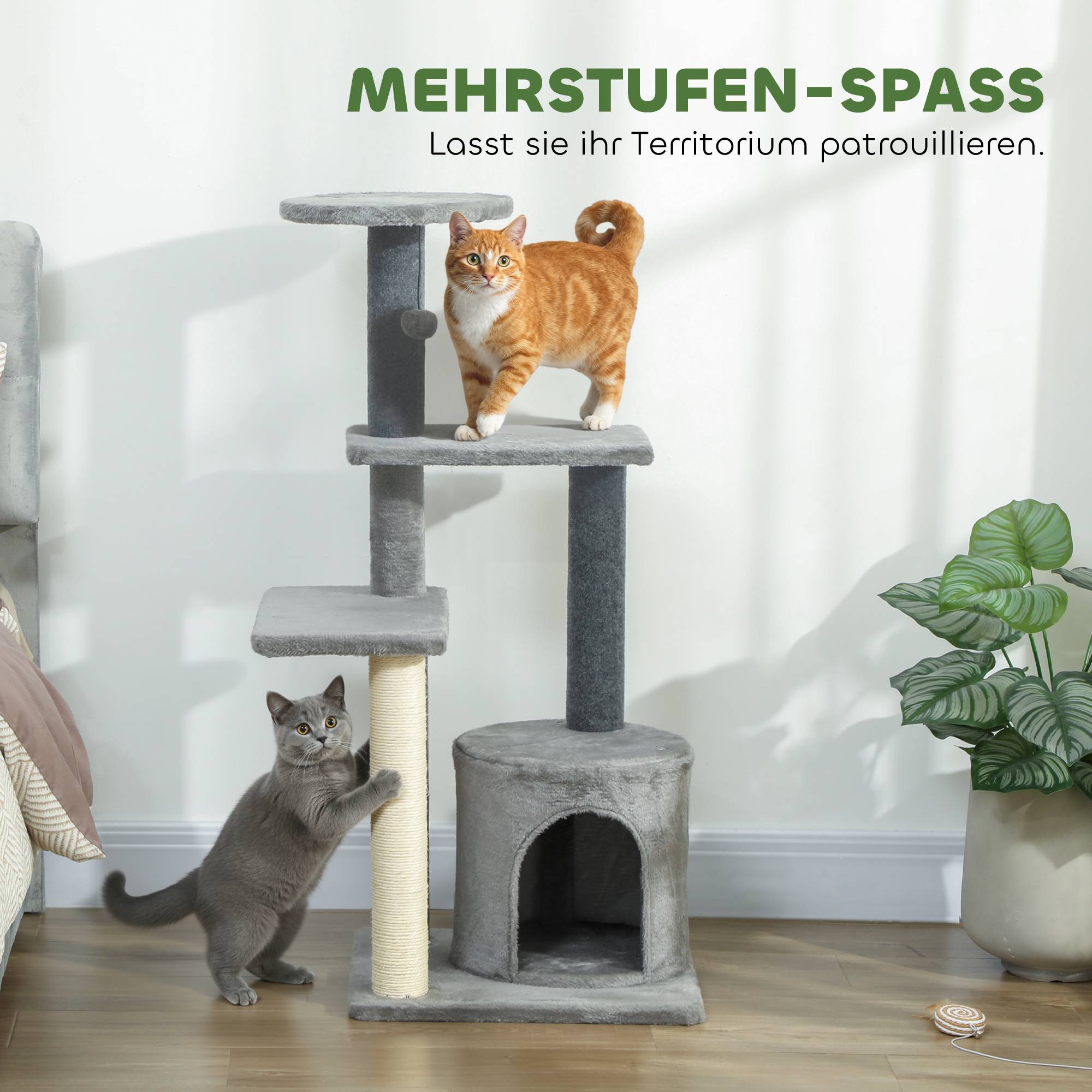 Arbre à chat sisal et peluches gris 45 x 40 x 103 cm - PANGIVO - Image 6