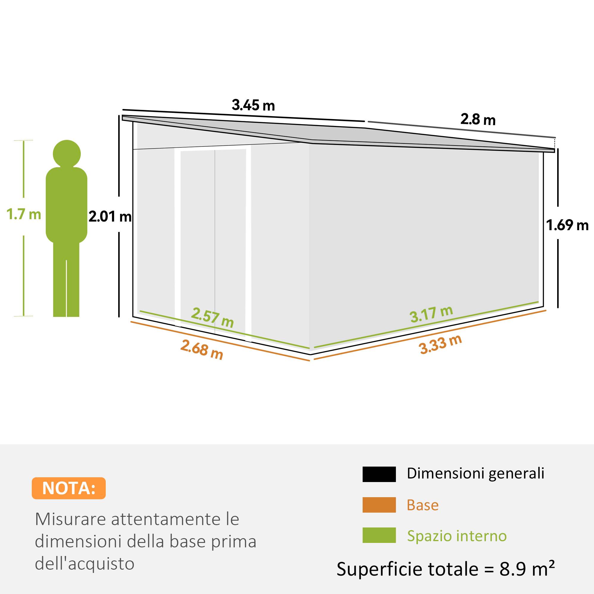Abri de jardin avec porte coulissante, acier, 345 x 280,5 x 169-201 cm, noir - Image 5