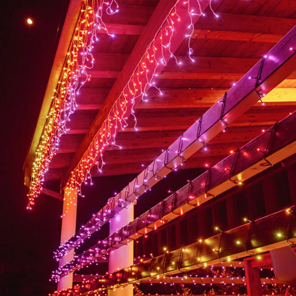 Icicle – Guirlande Lumineuse Stalactite LED Contrôlée par Application - 190 LED RVB+W. Fil Clair.  Intérieur et Extérieur - Imagen 2
