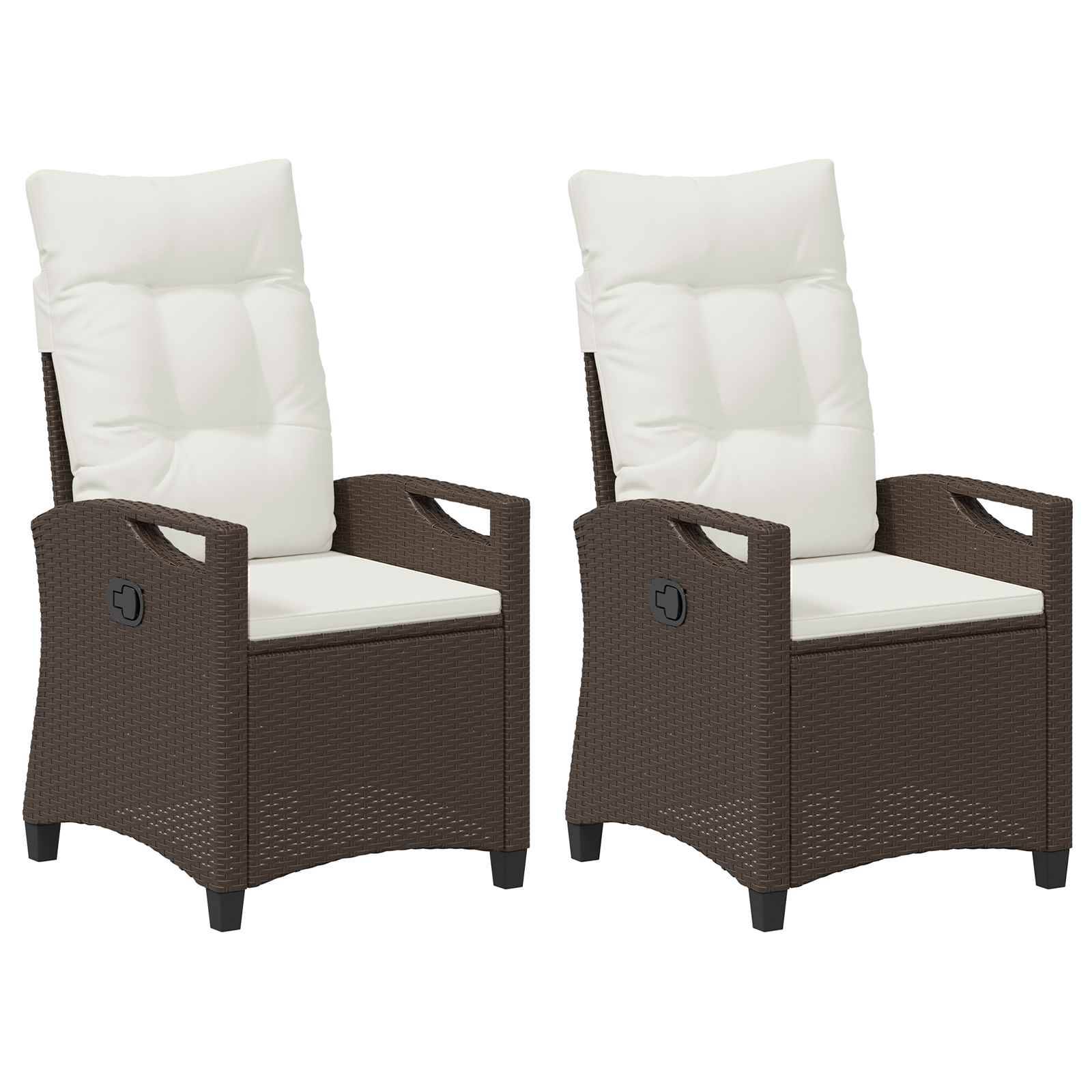 Chaise de jardin acier et polyester marron et crème 56 x 60 x 112 cm - PANGIVO - Image 2