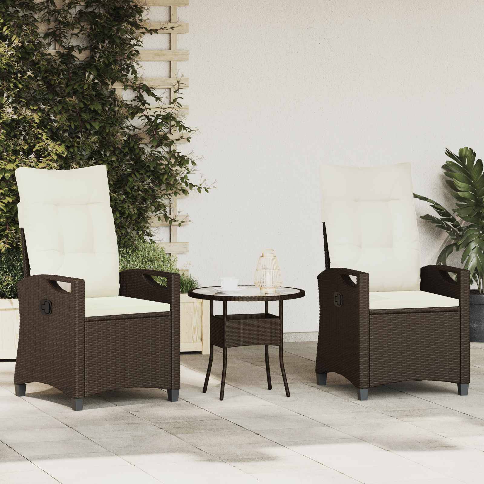 Chaise de jardin acier et polyester marron et crème 56 x 60 x 112 cm - PANGIVO - Image 1
