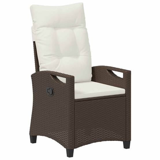 Chaise de jardin acier et polyester marron et crème 56 x 60 x 112 cm - PANGIVO - Image 4
