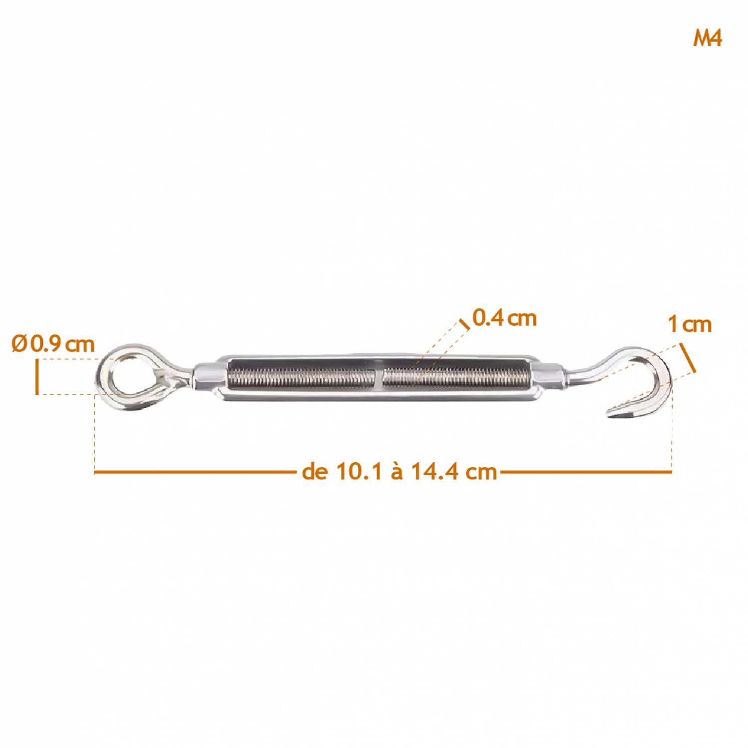 Linxor - Lot de 20 tendeurs de fil réglables en acier inoxydable - Crochet et oeillet - M4 - Linxor - Imagen 2