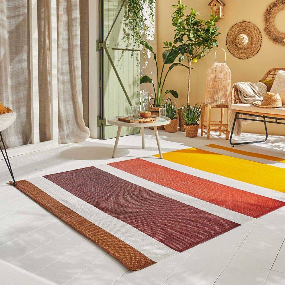 Jardindeco - Tapis extérieur en polypropylène Spargi 1744 orange 180 x 280 cm - Imagen 2
