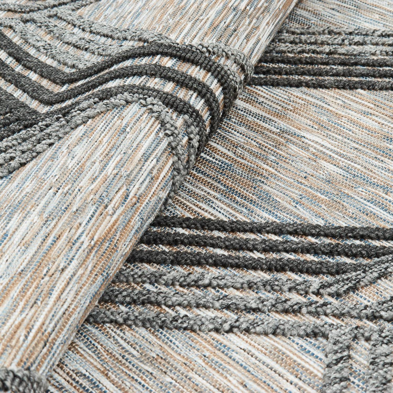 Autre - Tapis intérieur et extérieur en polypropylène gris 120x160cm - Imagen 3