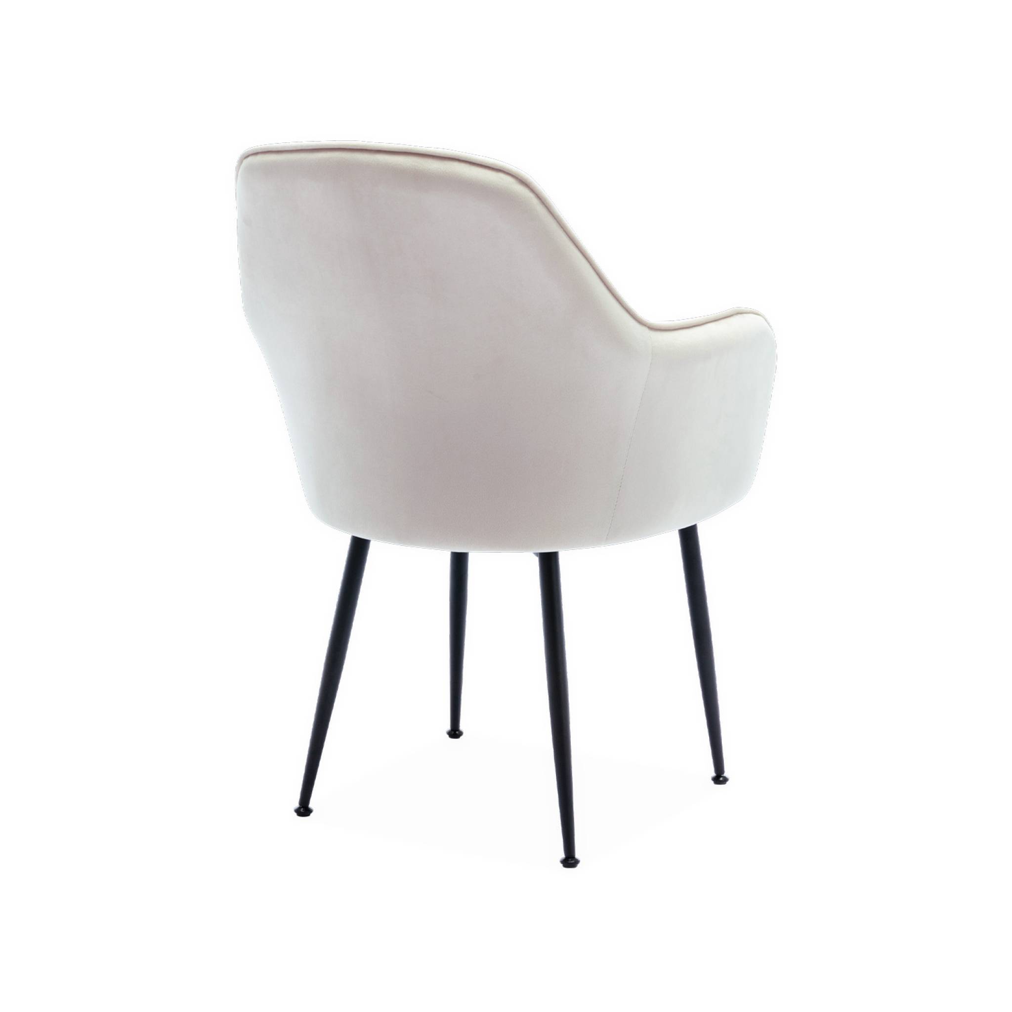 sweeek - Lot de 4 fauteuils en velours blanc cassé et pieds en métal noir. Shella L 57 x P 59 x H 84.5 | sweeek - Image 7