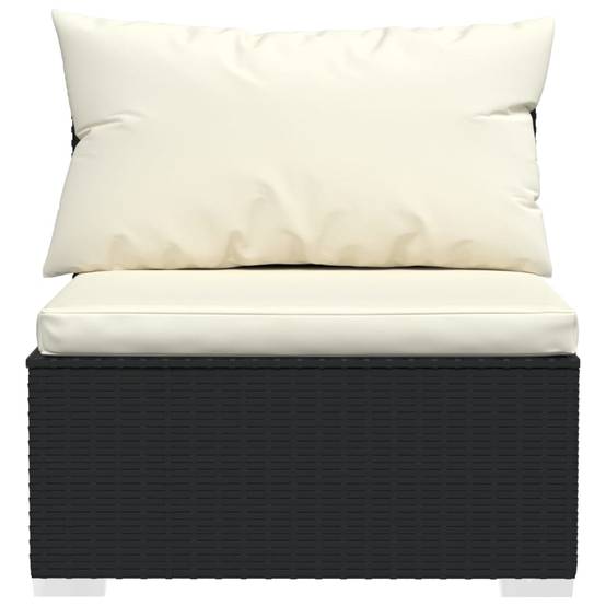 Salon de jardin meuble d'extérieur ensemble de mobilier 6 pièces avec coussins résine tressée noir - Image 3