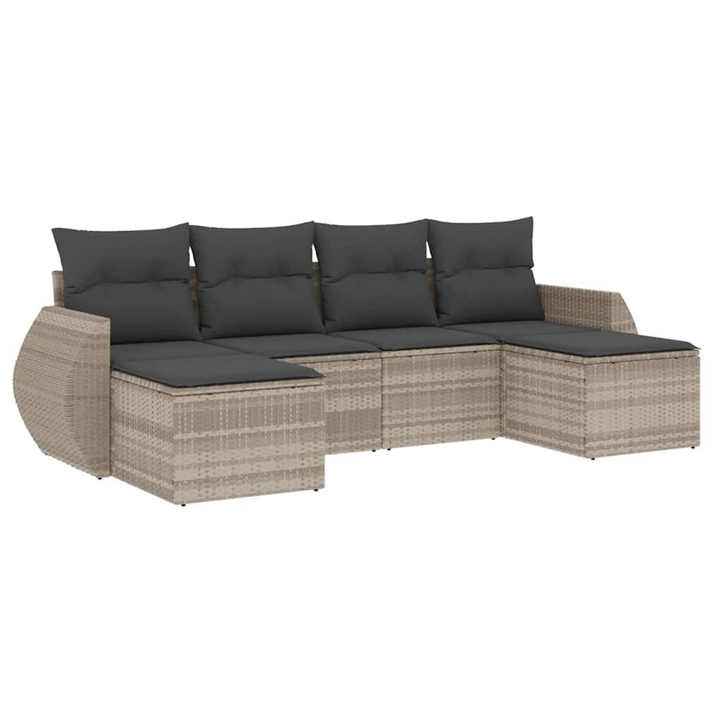 ComfortXL - Petit Salon de Jardin 6 Places en Résine Tressée Configurable pour Balcon Gris Clair 6 Éléments – ComfortXL Outdoor Living - Image 2