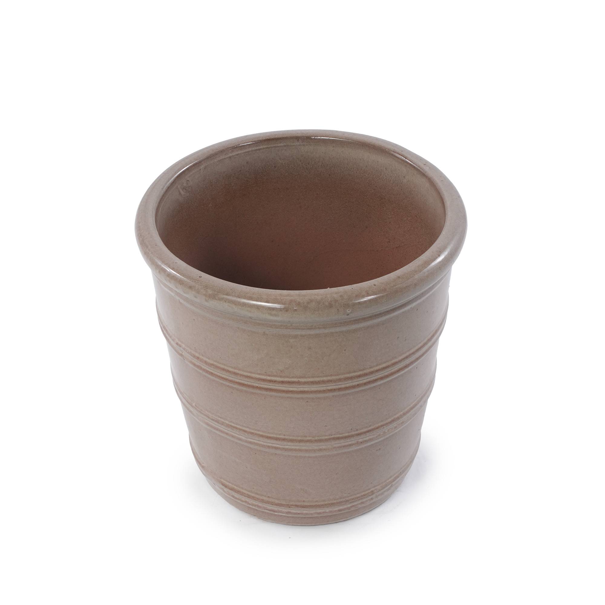 ComfortXL - Pot de fleurs en céramique pour balcon et intérieur drainage antigel taupe Ø 32,8 cm - ComfortXL Outdoor Living - Image 5