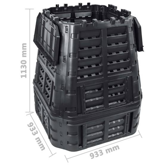 Composteur de jardin plastique noir 93.3 x 93.3 x 113 cm - PANGIVO - Image 10