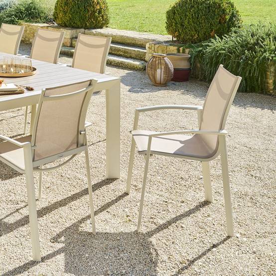 Hesperide - Fauteuil de jardin empilable "Axant" lin & argile en alumunium Hespéride - Image 1