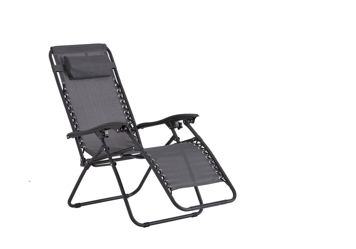 Transat inclinable noir et gris foncé MANIHI - Image 1