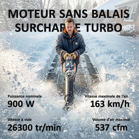 Souffleur de Feuilles sans Fil avec Moteur Brushless 900W Batterie 36v (2x4,0Ah) Puissant 15,2 m³/min - Image 6