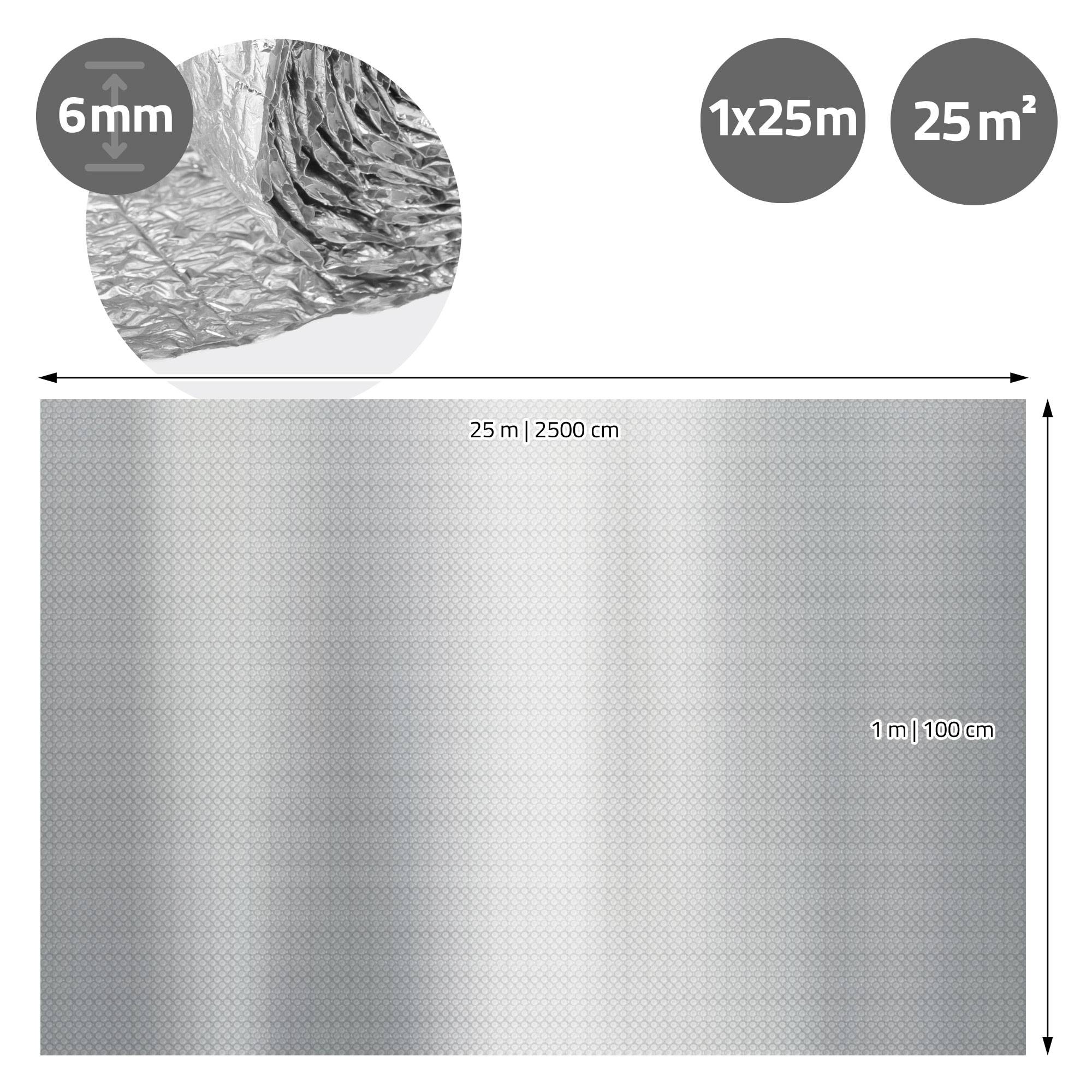 Ecd-Germany - Isolant thermique en aluminium à bulles, 1 x 25 m, film double face 6 mm, protection anti-froid et chaleur, découpable, pour fenêtres murs tuyaux sols - Image 8