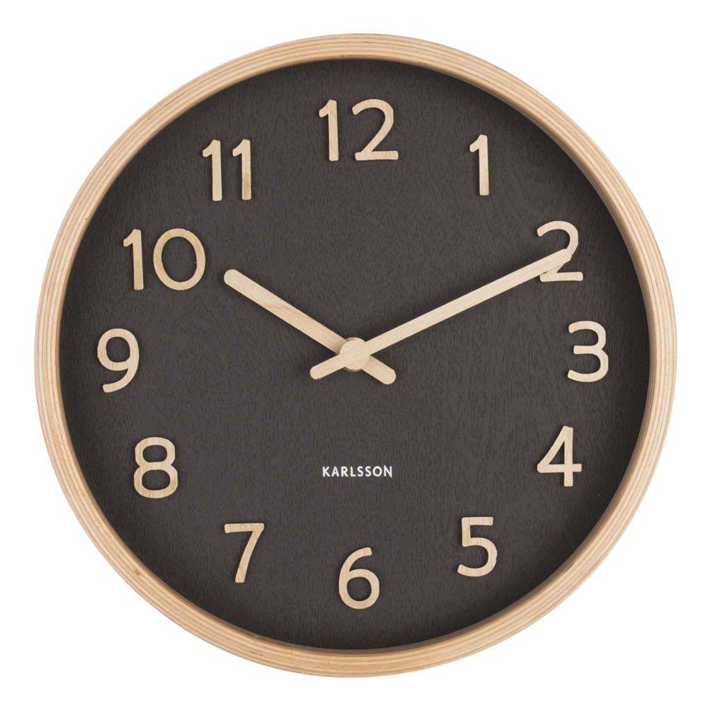 Karlsson - Horloge ronde en bois Pure  22 cm Noir Karlsson - Imagen 2