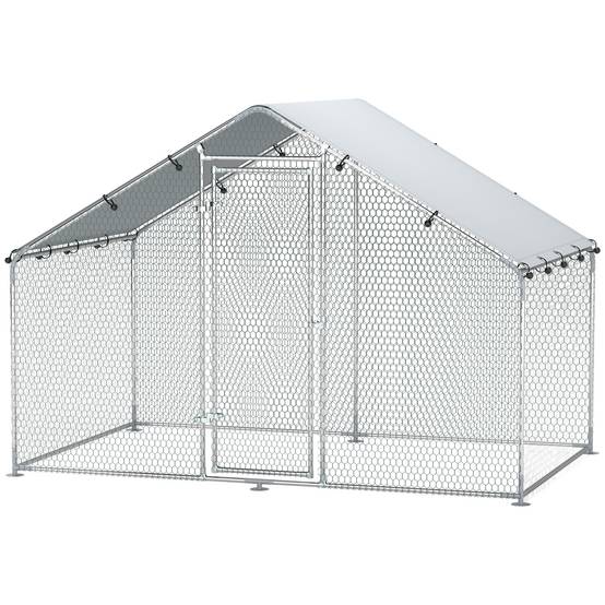Enclos poules, grand poulailler métal 3x1,7x1,9 m, étanche anti-UV, argent - Image 2