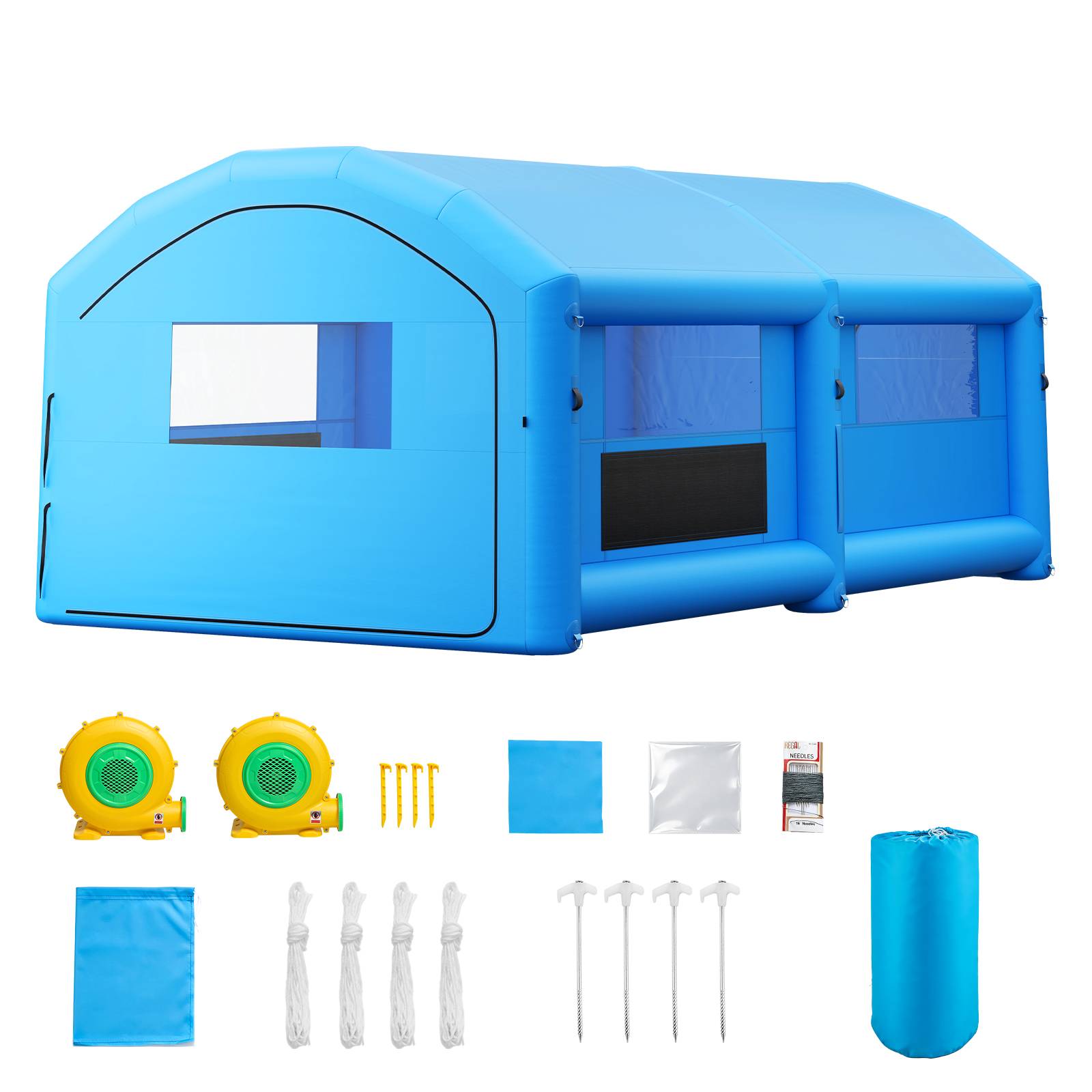 Vevor - VEVOR Cabine Peinture Gonflable 7x4x2,75m, Souffleurs 550W+750W, Toit Arque, Voiture Pickup Grandes Pieces, Bleu
