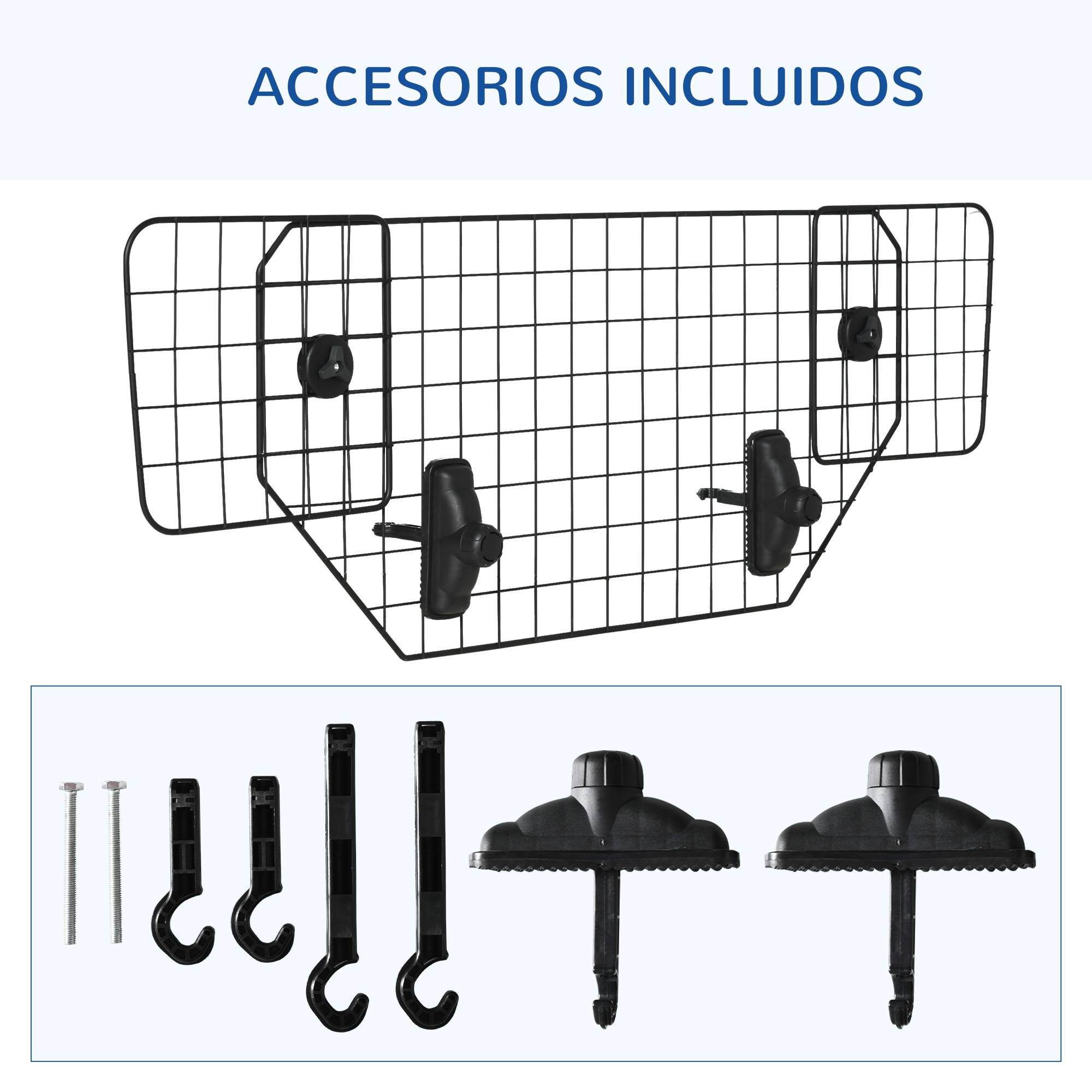 Barrière universelle chien voiture, barrière métal extensible sièges arrière/coffre, 90-120x40,5cm, noire - Image 10
