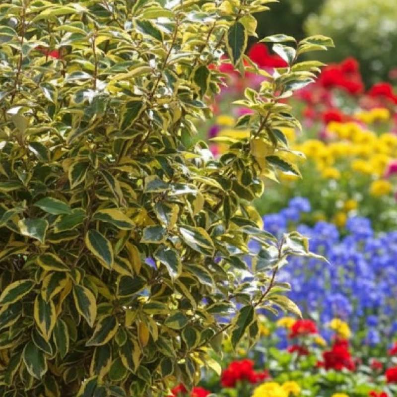 Elaeagnus panaché Gilt Edge, Chalef à fleurs Blanche - feuillage Persistant - Pot de 3L - 60/80 cm-  hauteur à maturité De 3,00 m à 5,00 m - Image 2