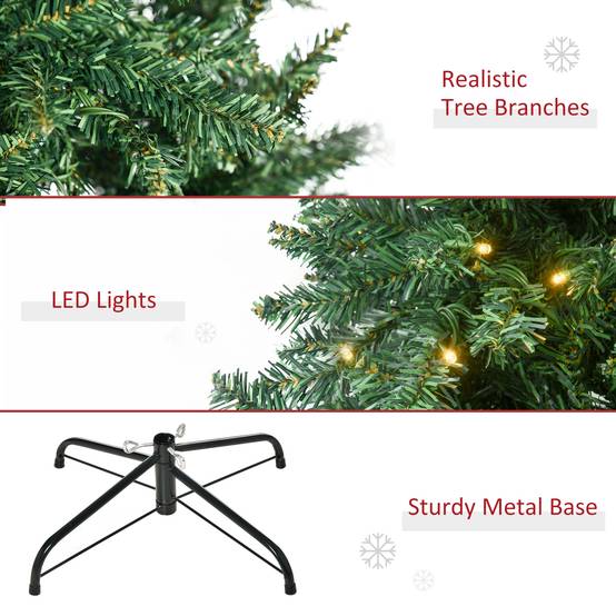 Sapin de Noël Artificiel Lumineux 210H cm LED x 700 Blanc Chaud + Support Pied 2154 Branches Vert - Image 10