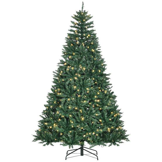 Sapin de Noël Artificiel Lumineux 210H cm LED x 700 Blanc Chaud + Support Pied 2154 Branches Vert - Image 2
