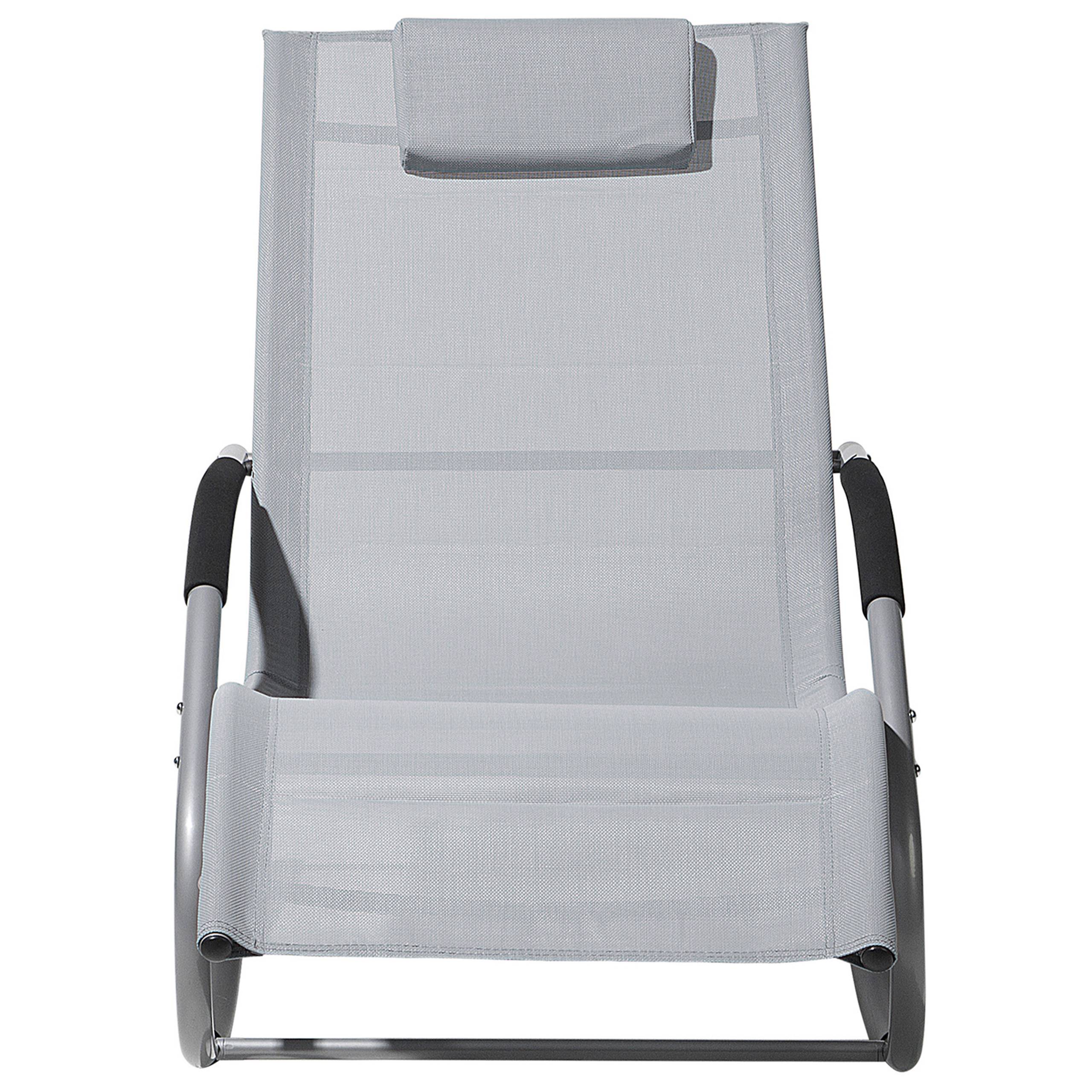 Beliani - Transat Bain de Soleil Fonction Bascule en Acier Noir et Textile Gris Matières Durables et Design Moderne pour Jardin ou Terrasse Beliani - Imagen 4