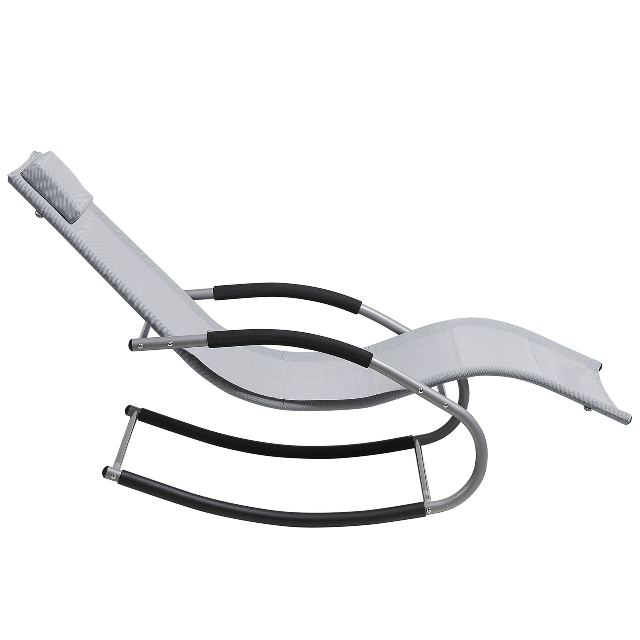 Beliani - Transat Bain de Soleil Fonction Bascule en Acier Noir et Textile Gris Matières Durables et Design Moderne pour Jardin ou Terrasse Beliani - Imagen 6
