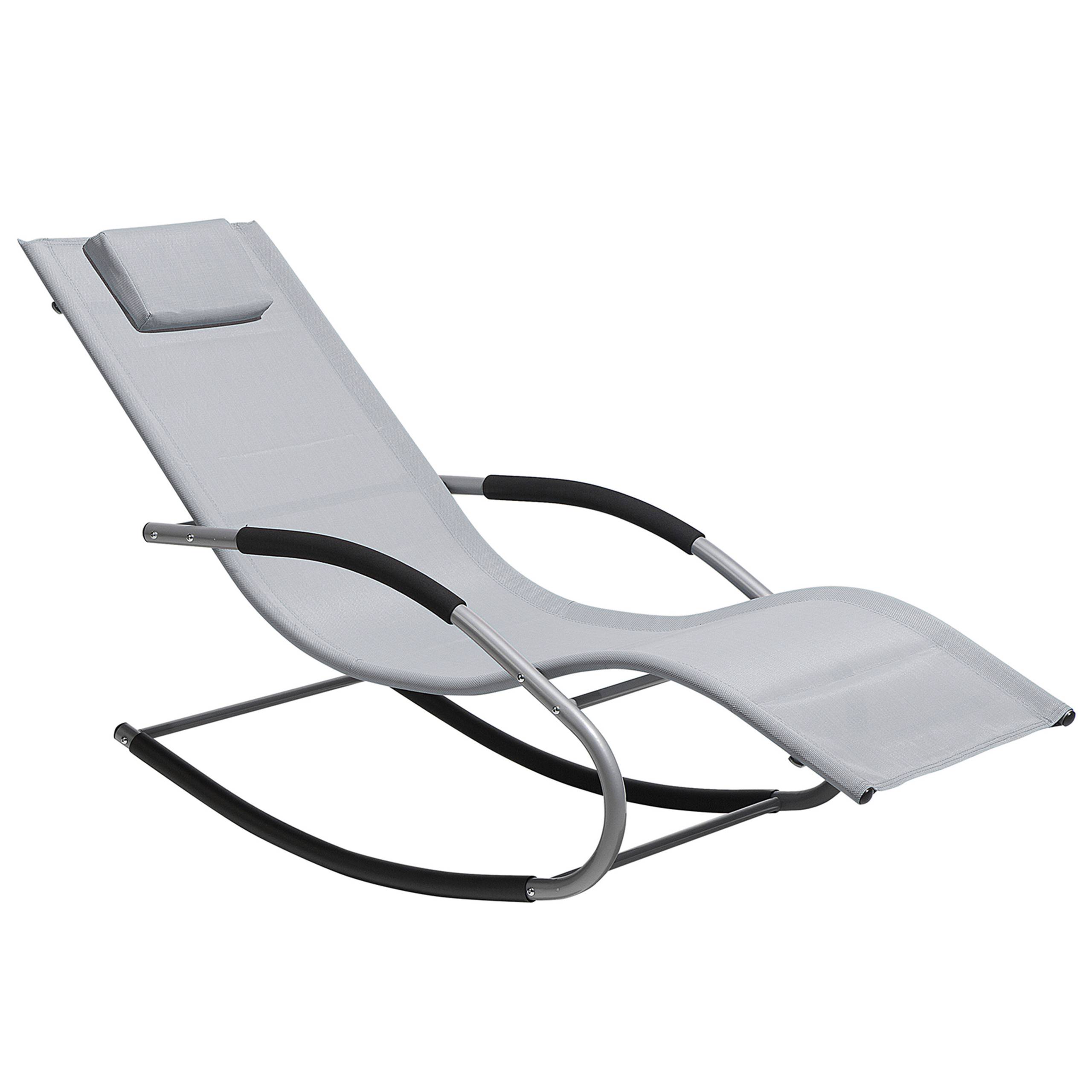 Beliani - Transat Bain de Soleil Fonction Bascule en Acier Noir et Textile Gris Matières Durables et Design Moderne pour Jardin ou Terrasse Beliani - Imagen 1