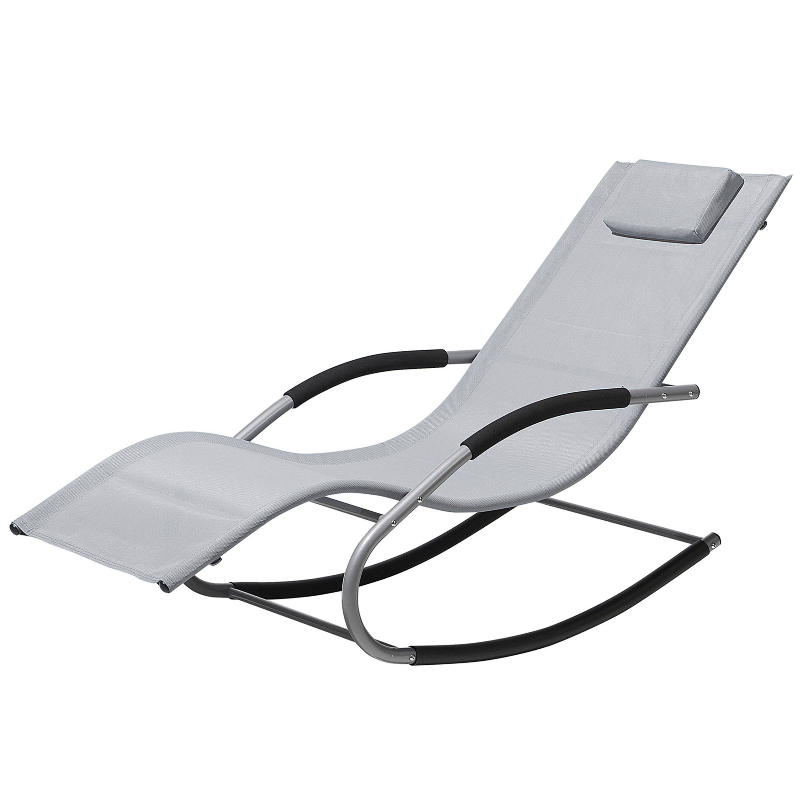 Beliani - Transat Bain de Soleil Fonction Bascule en Acier Noir et Textile Gris Matières Durables et Design Moderne pour Jardin ou Terrasse Beliani - Imagen 5