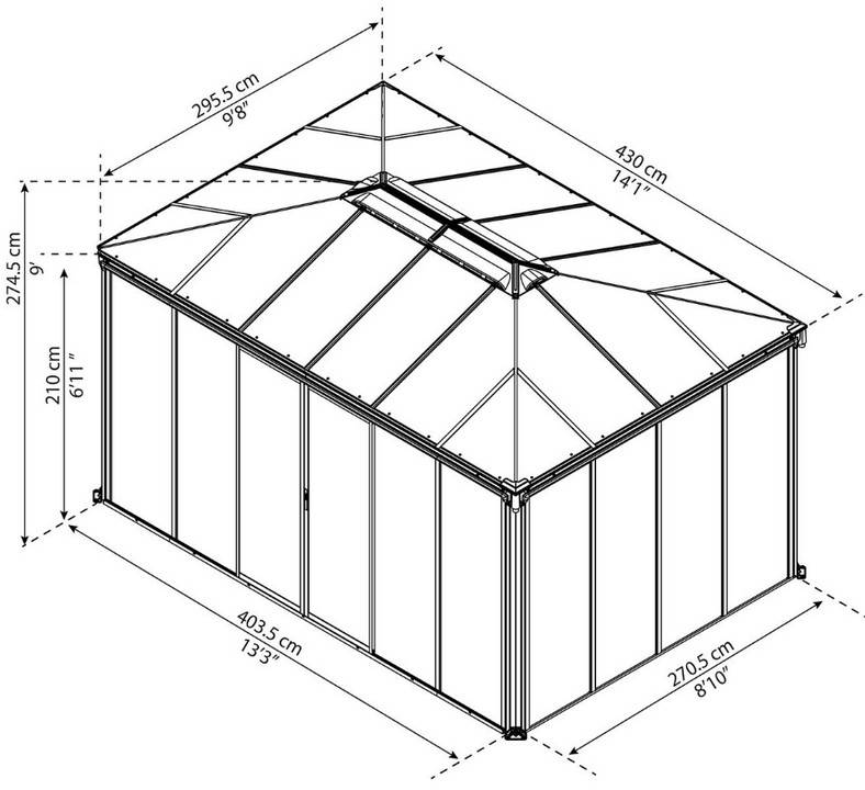 Canopia by Palram - Canopia Tonnelle de jardin fermée Ledro 3X4,3 Gris - Imagen 3