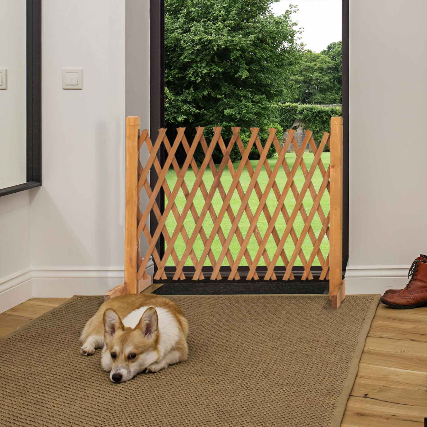 Barrière extensible bois treillis 30 à 150 cm - Image 1