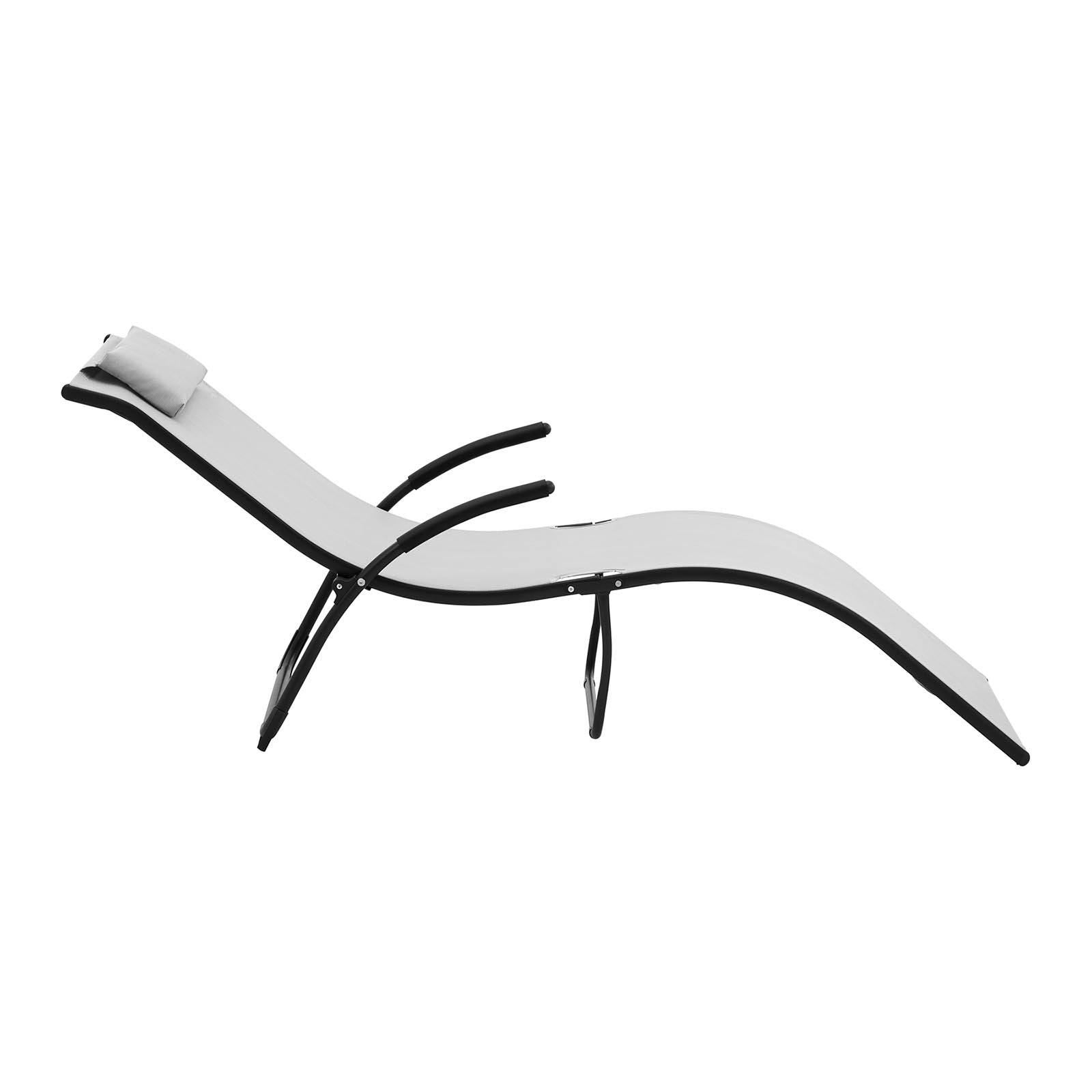 Helloshop26 - Bain de soleil chaise longue transat en acier ondulée gris - Imagen 4
